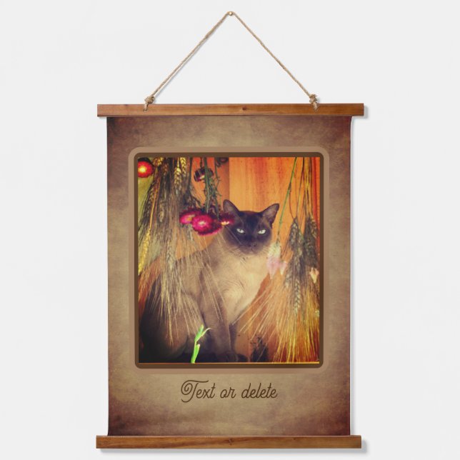 Siamese Cat Posing With Flowers Personalised  Hanging Tapestry (Front)