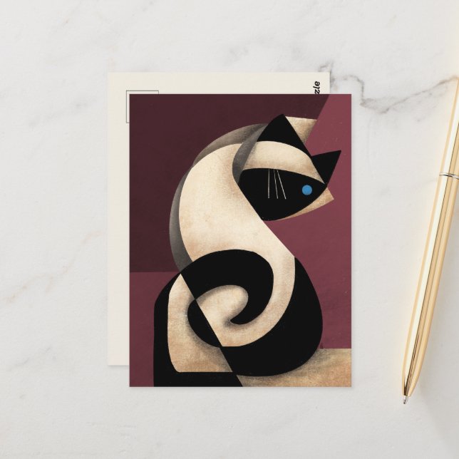 Siamese Cat Postcard (Front/Back In Situ)