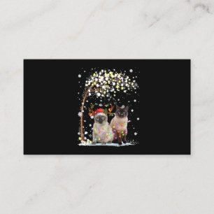 Siamese Cat Reindeer Hat Santa Christmas Tree Funn Business Card