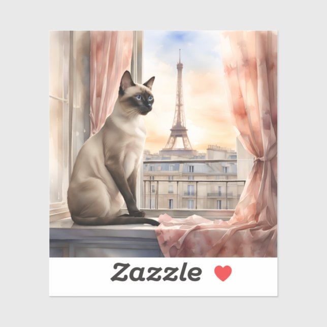 Siamese Cat Relaxing on Parisian Window Sill (Sheet)