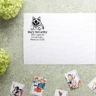 Siamese Cat Return Address Rubber Stamp