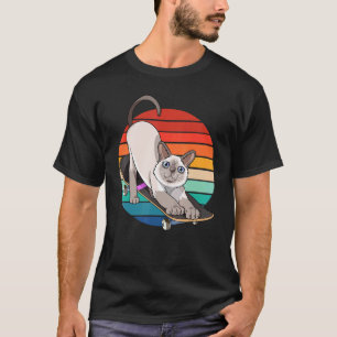 Siamese Cat Riding A Skateboard Kitten Skateboarde T-Shirt