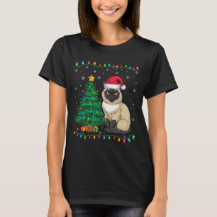 Siamese Cat Santa Hat Men Women Kids Christmas Tre T-Shirt