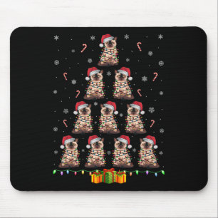 Siamese Cat Santa Hat Xmas Lights Men Women Christ Mouse Pad