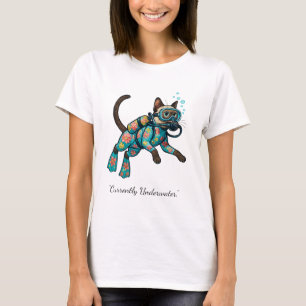 Siamese Cat Scuba Diver – Funny Ocean Watercolor T-Shirt