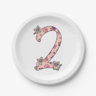 Siamese Cat Second Birthday For Kids Cats Paper Pl Paper Plate