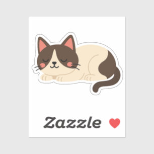 Siamese Cat Sleeping – Cream and Brown Cartoon