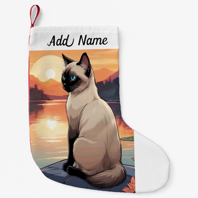 Siamese Cat Small Christmas Stocking (Front)