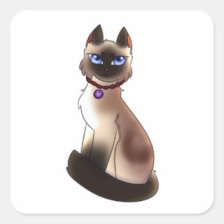 Siamese cat square sticker