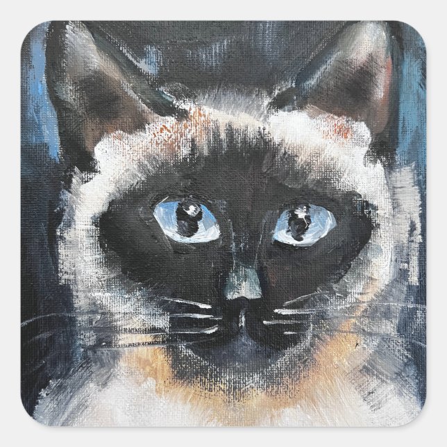 Siamese cat square sticker (Front)