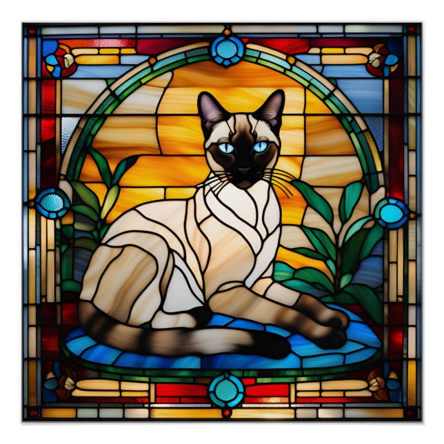 Siamese Cat Stained Glass Poster (Front)