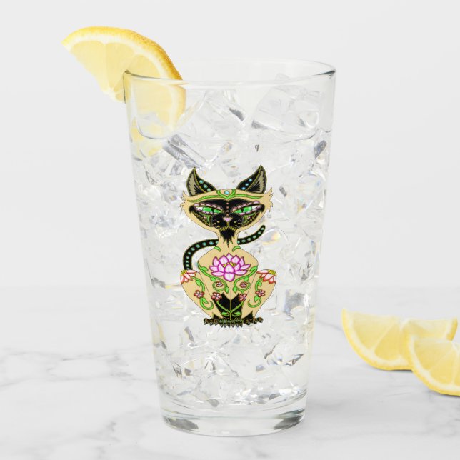 Siamese Cat Sugar Skull Glass (Front Ice)