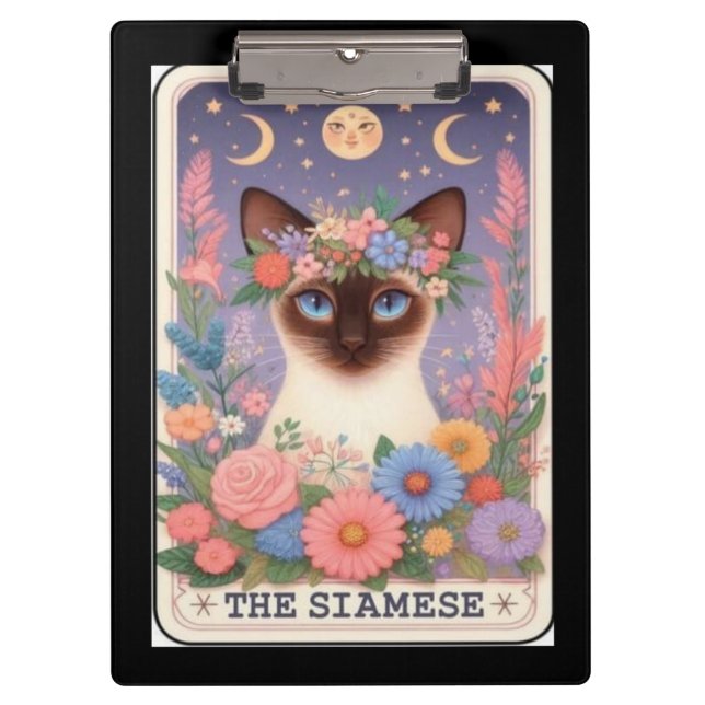 Siamese Cat Tarot | Mystical Feline Clipboard (Front)