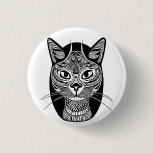 Siamese Cat Tattoo Pattern  3 Cm Round Badge