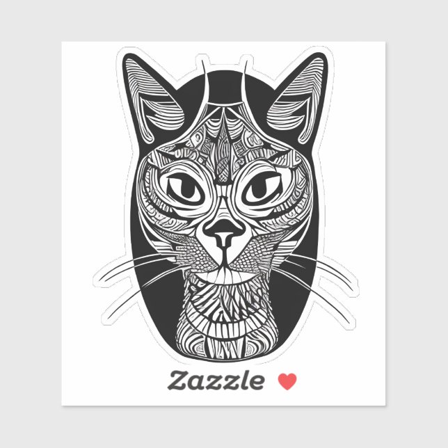 Siamese Cat Tattoo Pattern in Black and White  (Sheet)