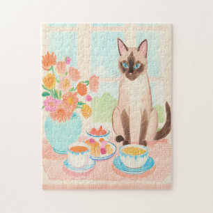 Siamese Cat & Tea Time Jigsaw Puzzle