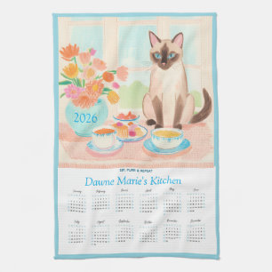 Siamese Cat, Teacups and a 2026 Tea Towel Calendar