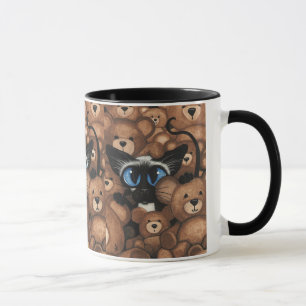 Siamese Cat Teddy Bear Hug by BiHrLe Mug