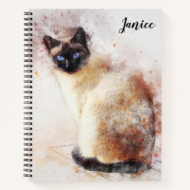 Siamese Cat Themed Notebook Custom (Front)