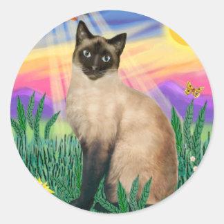 Siamese Cat - Twilght Classic Round Sticker