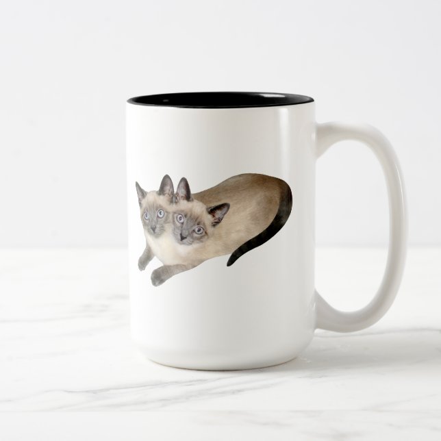 Siamese Cat Twins Two-Tone Coffee Mug (Right)