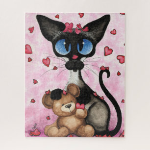 Siamese Cat Valentines Day by Bihrle Jigsaw Puzzle