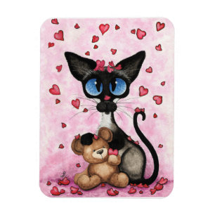Siamese Cat Valentines Day by Bihrle Magnet