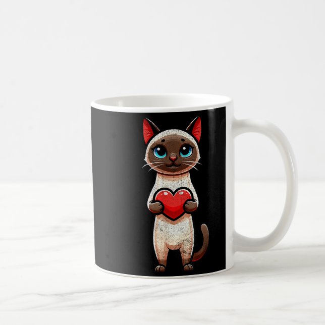Siamese Cat Valentines Heart Lover Funny Boys Girl Coffee Mug (Right)