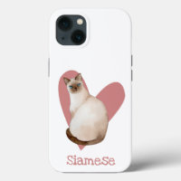 Siamese Cat Watercolor Kitty Pink Heart