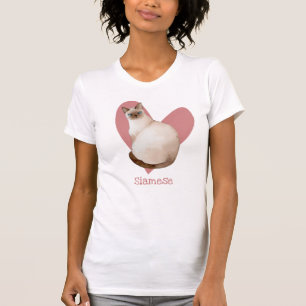Siamese Cat Watercolor Kitty Pink Heart T-Shirt