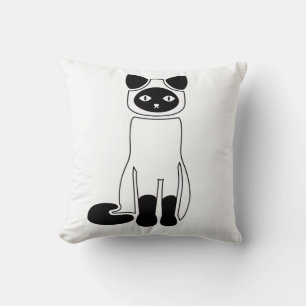 Siamese Cat White Pillow – Minimalist Cat Accent