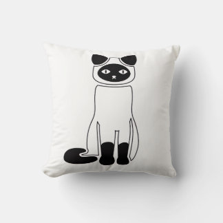 Siamese Cat White Pillow – Minimalist Cat Accent