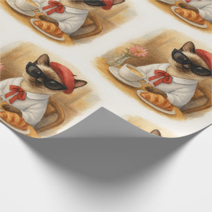 Siamese Cat with Breakfast Wrapping Paper