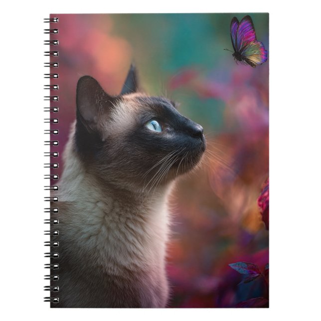 Siamese Cat with Butterfly Notebook (Front)