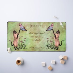 Siamese Cat With Butterfly Personalised Desk Mat