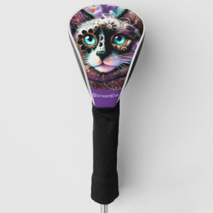 Siamese Cat with Crocus Flowers – Elegant Floral Golf Head Cover