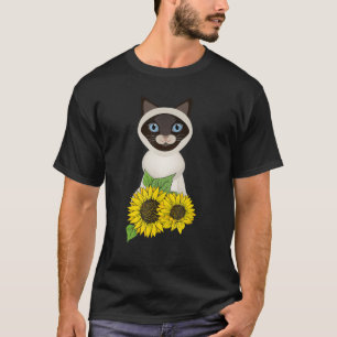 Siamese Cat With Sunflowers Cat Owner Pet Animal T-Shirt