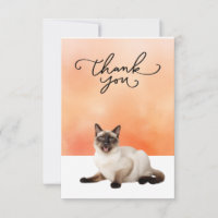 Siamese Cat with Thank you word watercolor