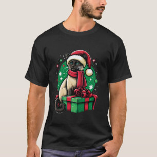Siamese Cat Xmas Cute Santa Cat Lover Siamese Cat T-Shirt