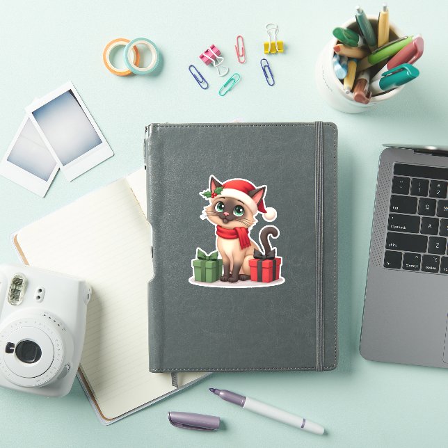 Siamese Cat Xmas Holiday Santa Siamese Cat Christm (iPad Cover)