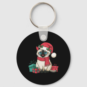 Siamese Cat Xmas Holiday Santa Siamese Cat Christm Key Ring