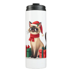 Siamese Cat Xmas Holiday Santa Siamese Cat Christm Thermal Tumbler
