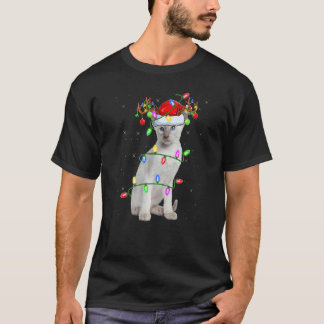 Siamese Cat Xmas Lighting Santa Siamese Cat Christ T-Shirt