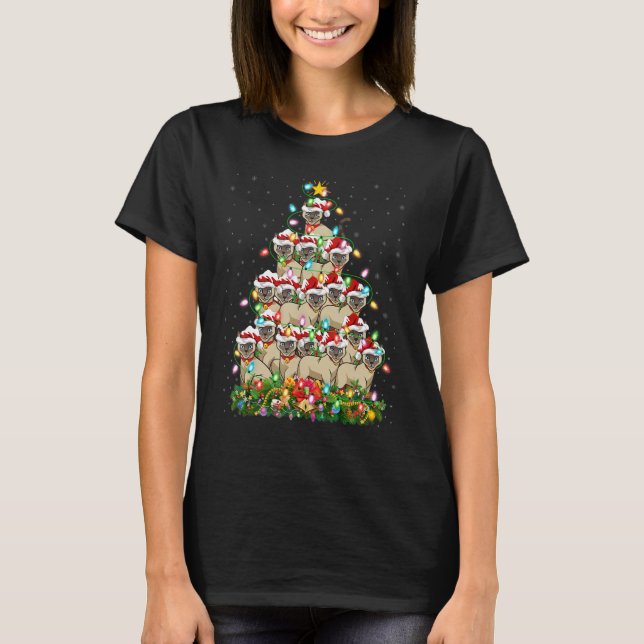 Siamese Cat   Xmas Santa Siamese Cat Christmas Tre T-Shirt (Front)