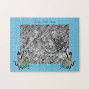 Siamese Cats Butterflies Photo Frame Template Jigsaw Puzzle