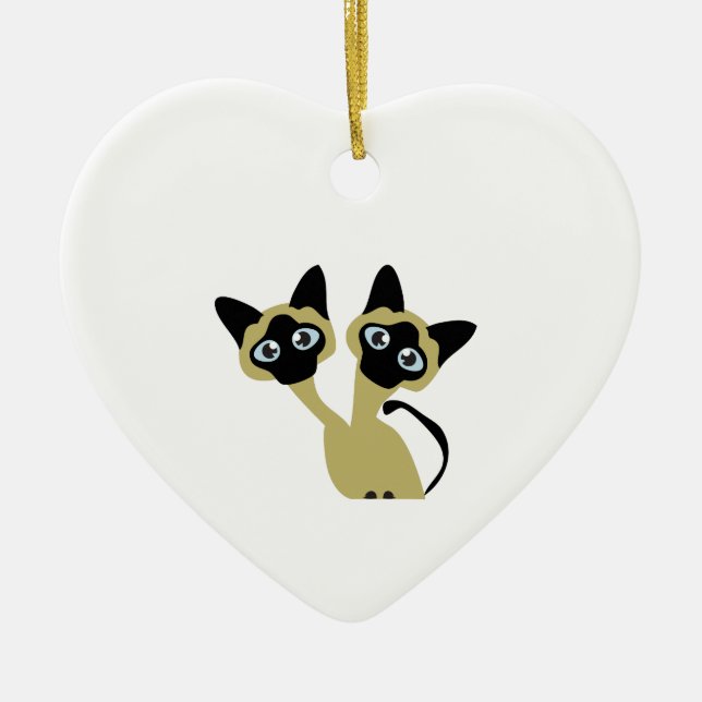 Siamese Cats Ceramic Ornament (Front)