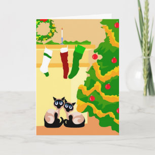 Siamese Cats Christmas Holiday Card