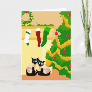Siamese Cats Christmas Holiday Card
