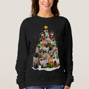 Siamese Cats Christmas Tree & Light Ugly Sweater C