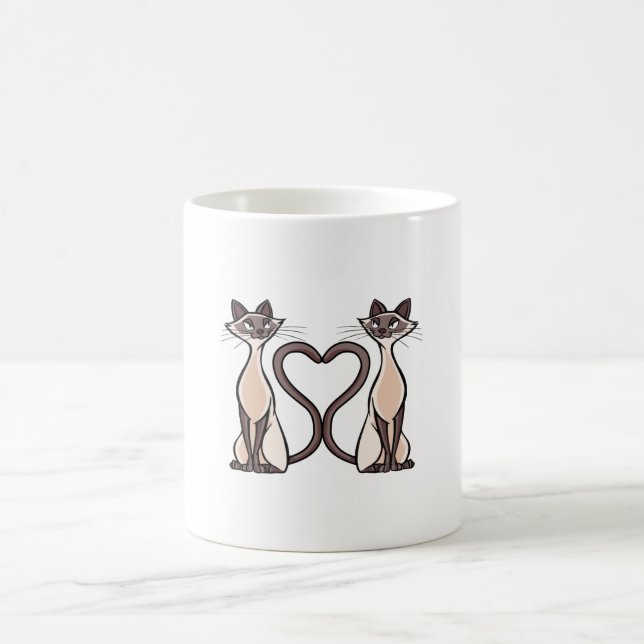 Siamese cats heart coffee mug (Center)